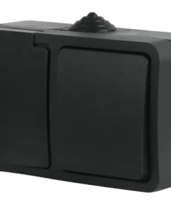 Q-LINK Opbouw Combinatie Wandcontactdoos RA + Wisselschakelaar IP54 Zwart SWD