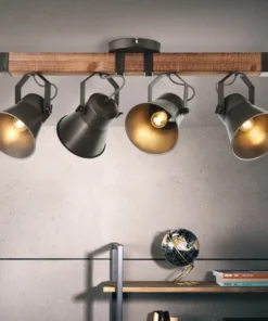 BRILLIANT Opbouwspot Op Balk Decca 4-lichts Zwart/bruin