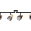 BRILLIANT Opbouwspot Flaka 4-lichts Kurk/metaal Zwart