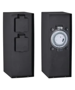 PAULMANN Buitenstopcontact Rio Vierkant 2-voudig Met Schakelklok Antraciet