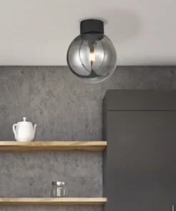 BRILLIANT Plafondlamp Astro Ø 25 Cm Zwart-rookglas