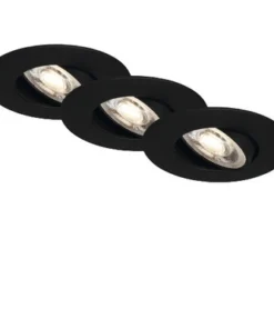 BRILONER LED Inbouwspot Set 7146 Ø 90 Mm Zwart, 3 Stuks