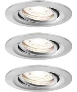 PAULMANN LED Inbouwspot Set Nova Mini Ø 66 Mm Geborsteld Staal, 3 Stuks
