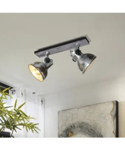 EGLO Opbouwspot Barnstaple 2-lichts Zink-hout