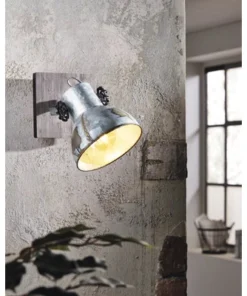 EGLO Opbouwspot Barnstaple Zink-hout