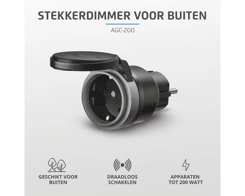 KLIKAANKLIKUIT® Stopcontactdimmer Voor Buiten AGC-200 Zwart - Afbeelding 3
