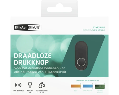 KLIKAANKLIKUIT® Draadloze Drukknop Voor Deurbellen ACDB-8000A Zwart - Afbeelding 4