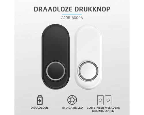 KLIKAANKLIKUIT® Draadloze Drukknop Voor Deurbellen ACDB-8000A Zwart - Afbeelding 3