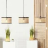 BRILLIANT Hanglamp Wiley 3-lichts Metaal-rotan Zwart-bruin
