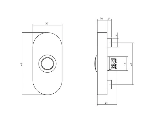 INTERSTEEL Beldrukker Ovaal 65x30 Mm Zwart - Afbeelding 2