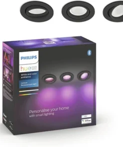 PHILIPS Hue White And Color Ambiance LED Inbouwspot Centura Ø 90 Mm Zwart, 3 Stuks