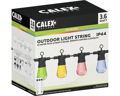 CALEX LED Lichtsnoer 10-lichts RGB, 10 Meter