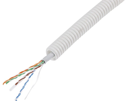 Q-LINK Flexibele Voorbedrade Buis Met UTP CAT6 Kabel 16 Mm 5/8" Grijs 25 M