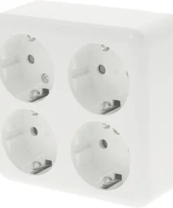 Opbouw Wandcontactdoos Vierkant Met Randaarde 4-voudig Polarwit