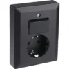 Q-LINK Inbouw Basiselement Combinatie Wandcontactdoos (wcd) RA 1-voudig + Wisselschakelaar Zwart
