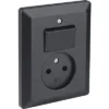 Q-LINK Inbouw Basiselement Combinatie Wandcontactdoos (wcd) 1-voudig + Wisselschakelaar Zwart