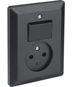 Q-LINK Inbouw Basiselement Combinatie Wandcontactdoos (wcd) 1-voudig + Wisselschakelaar Zwart