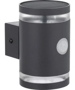 LED Solar Wandlamp Rond Met Sensor Zwart