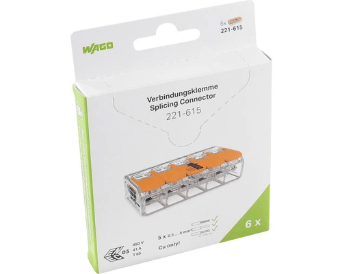 WAGO Verbindingsklem Compact 221-615, 6 Stuks