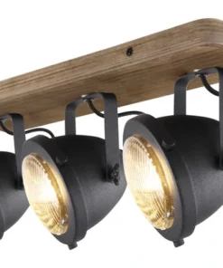 CHERICONI Opbouwspot Bella 3-lichts Hout-zwart