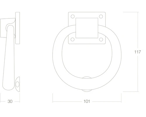 INTERSTEEL Deurklopper Ø 107 Mm Messing Ongelakt - Afbeelding 2