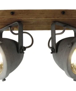 CHERICONI Plafondspot Bella 2-lichts Hout-betonlook