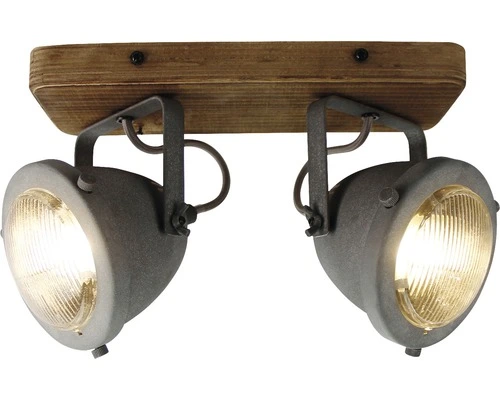 CHERICONI Plafondspot Bella 2-lichts Hout-betonlook