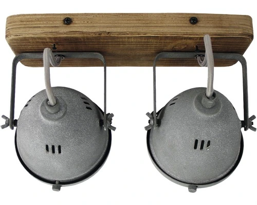 CHERICONI Plafondspot Bella 2-lichts Hout-betonlook - Afbeelding 4