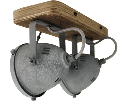 CHERICONI Plafondspot Bella 2-lichts Hout-betonlook - Afbeelding 5