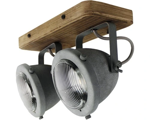 CHERICONI Plafondspot Bella 2-lichts Hout-betonlook - Afbeelding 2