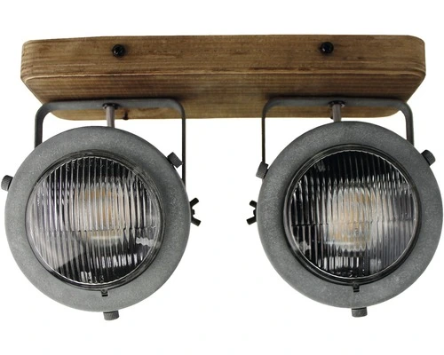 CHERICONI Plafondspot Bella 2-lichts Hout-betonlook - Afbeelding 3