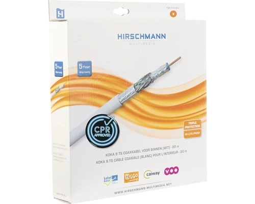 HIRSCHMANN Coax Installatiekabel KOKA 9 Eca Wit 20 Meter - Afbeelding 2