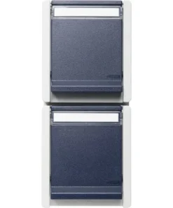 ROTH LANGE Opbouw Wandcontactdoos (wcd) 2-voudig RA IP55 Gijs/blauw Spatwaterdicht