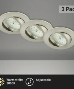 BRILONER LED Inbouwspot Set 8312 Ø 82 Mm Nikkel Mat, 3 Stuks