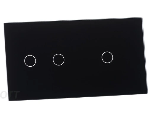 ONE TWO TOUCH Glaspaneel 1x Enkel/1x Dubbel Voor Touch Schakelmateriaal Zwart - Afbeelding 2