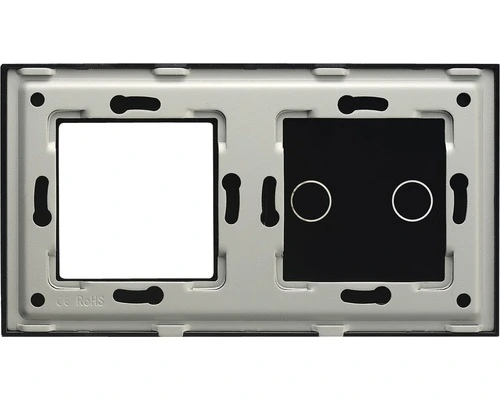 ONE TWO TOUCH Glaspaneel Combinatie 1x Afdekraam/1x Touch Dubbel Zwart - Afbeelding 2