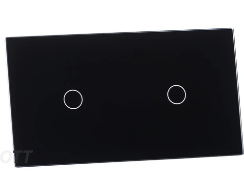 ONE TWO TOUCH Glaspaneel 2x Enkel Voor Touch Schakelmateriaal Zwart - Afbeelding 2