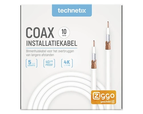TECHNETIX Coax Installatiekabel Wit 10 Meter (in Doos) - Afbeelding 2
