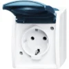 BUSCH-JAEGER Wandcontactdoos Ocean Opbouw IP44 Lichtgrijs/blauwgroen Spatwaterdicht