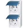 BUSCH-JAEGER Wandcontactdoos Ocean Dubbel Opbouw IP44 Lichtgrijs/blauwgroen Spatwaterdicht