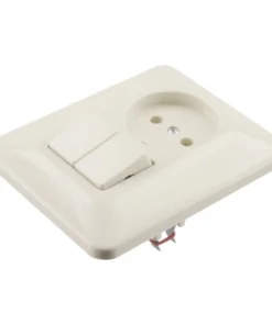 BUSCH-JAEGER SI Inbouw Basiselement Combinatie Wandcontactdoos (wcd) 1-voudig + Serieschakelaar Crème