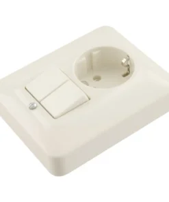 BUSCH-JAEGER SI Inbouw Basiselement Combinatie Wandcontactdoos (wcd) RA 1-voudig + Serieschakelaar Crème