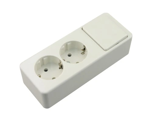 BERKER Opbouw Combinatie Wandcontactdoos (wcd) RA 2-voudig + Wisselschakelaar Polarwit