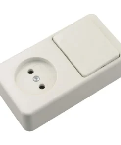 BERKER Opbouw Combinatie Wandcontactdoos (wcd) 1-voudig + Wisselschakelaar Polarwit