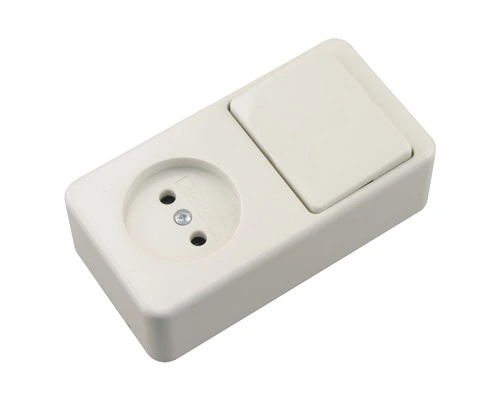 BERKER Opbouw Combinatie Wandcontactdoos (wcd) 1-voudig + Wisselschakelaar Polarwit