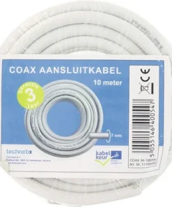 TECHNETIX Coax Installatiekabel Wit 10 Meter (los)